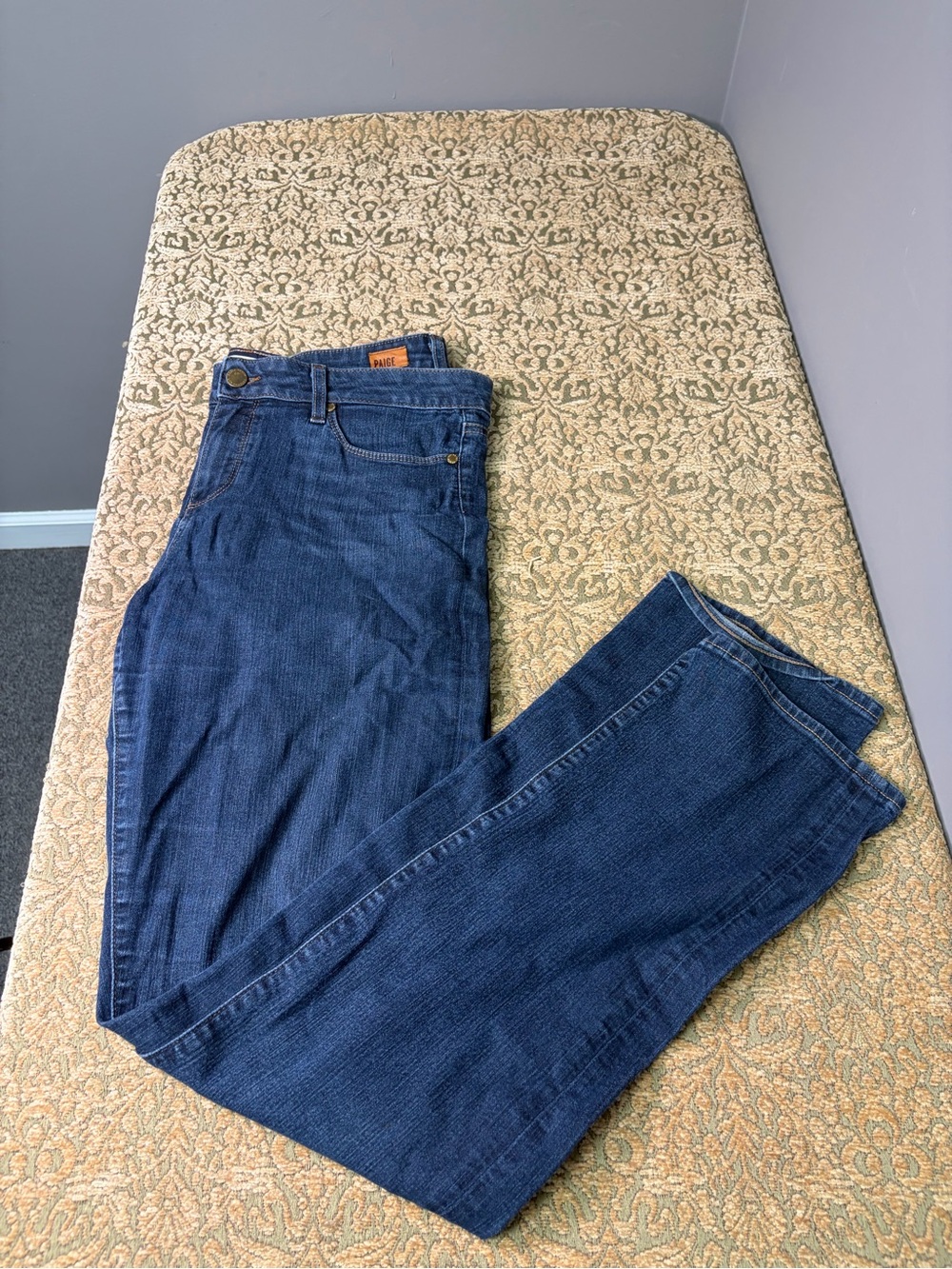 Paige Dark Blue Denim Skyline Straight Leg Jeans 32